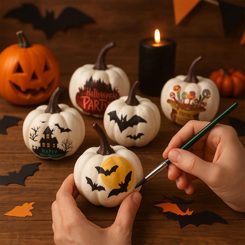 LOVEINUSA Artificial Pumpkins, 12PCS White Fake Pumpkins Fall Harvest Pumpkins Faux White Pumpkins for Halloween Thanksgiving Decorations - Image 3
